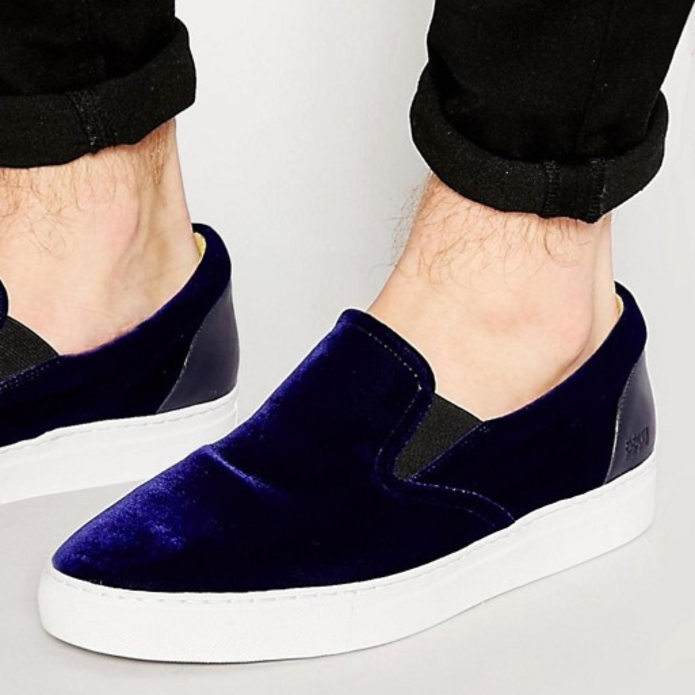 Hugo Boss Blue Velvet Slip Ons